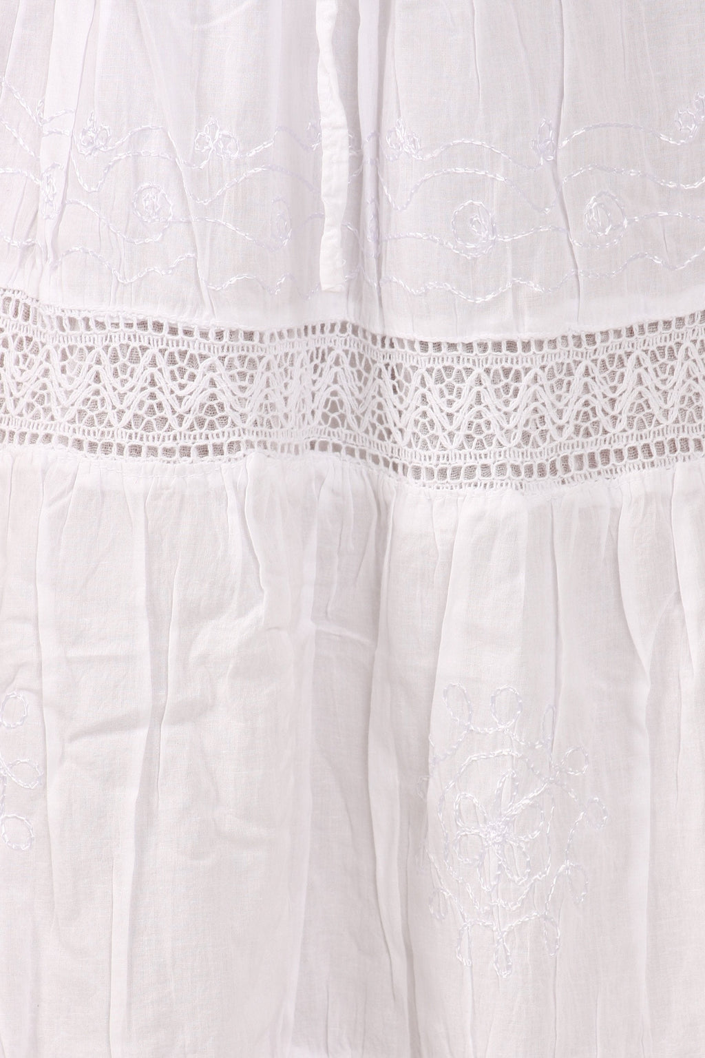 Sakkas Solid Embroidered Gypsy Bohemian Mid Length Cotton Skirt