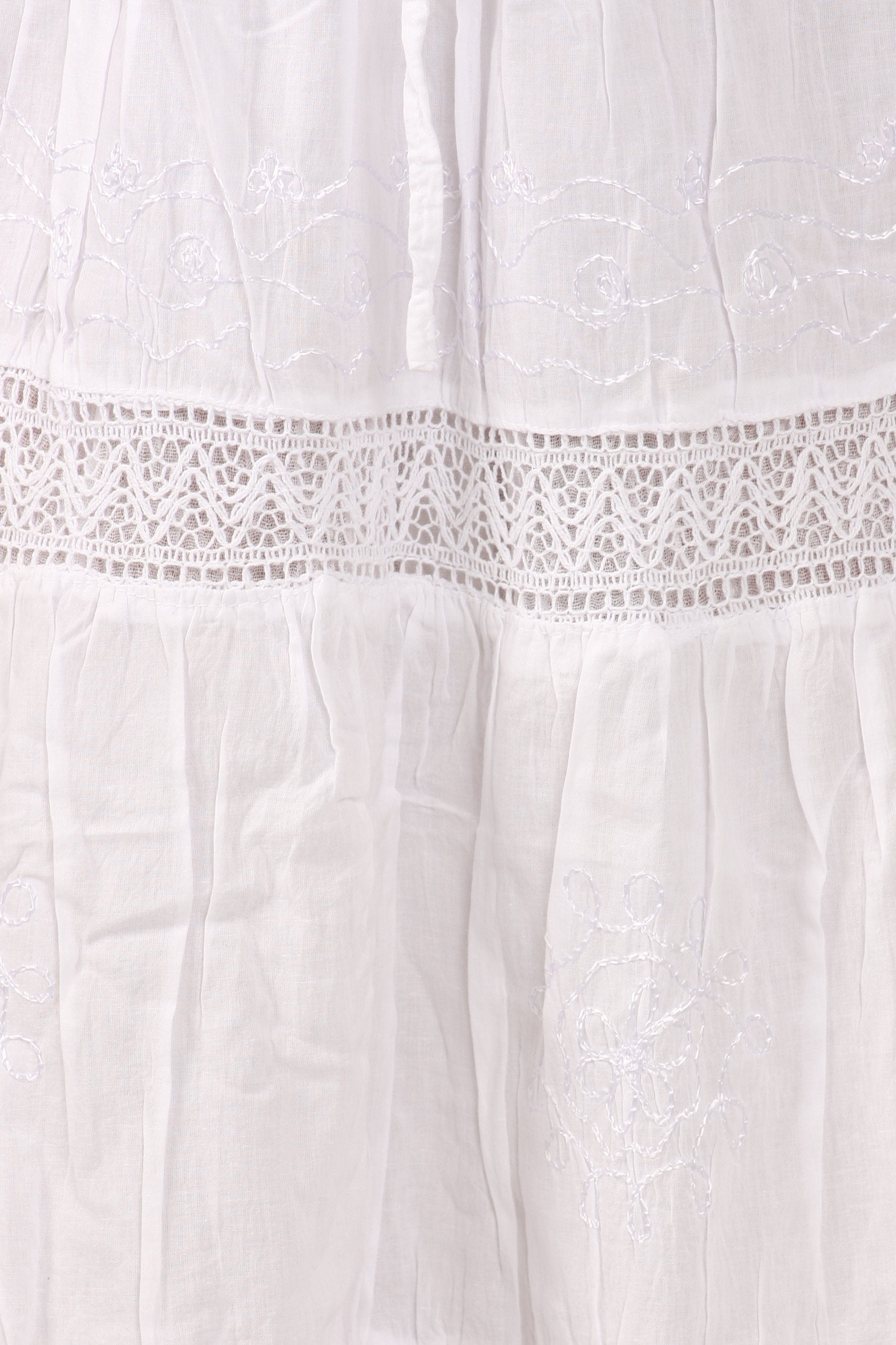 Sakkas Solid Embroidered Gypsy Bohemian Mid Length Cotton Skirt