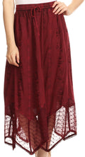 Sakkas Emma Adjustable Handkerchief  Eyelet Hem Casual Skirt with  Embroidery