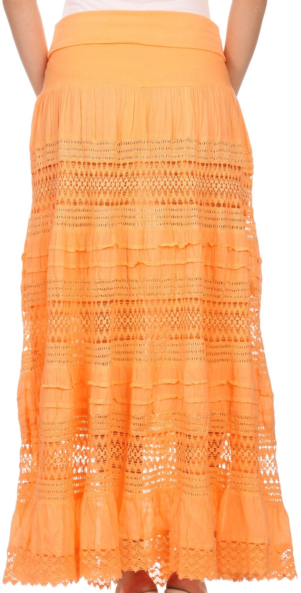 Sakkas March Bohemian Lace Embroidered Skirt With Lining And Foldover Waist