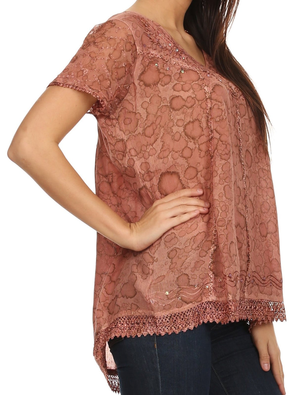 Sakkas Charolette Embroidery And Seqiun Accents Blouse - Buy One Get One