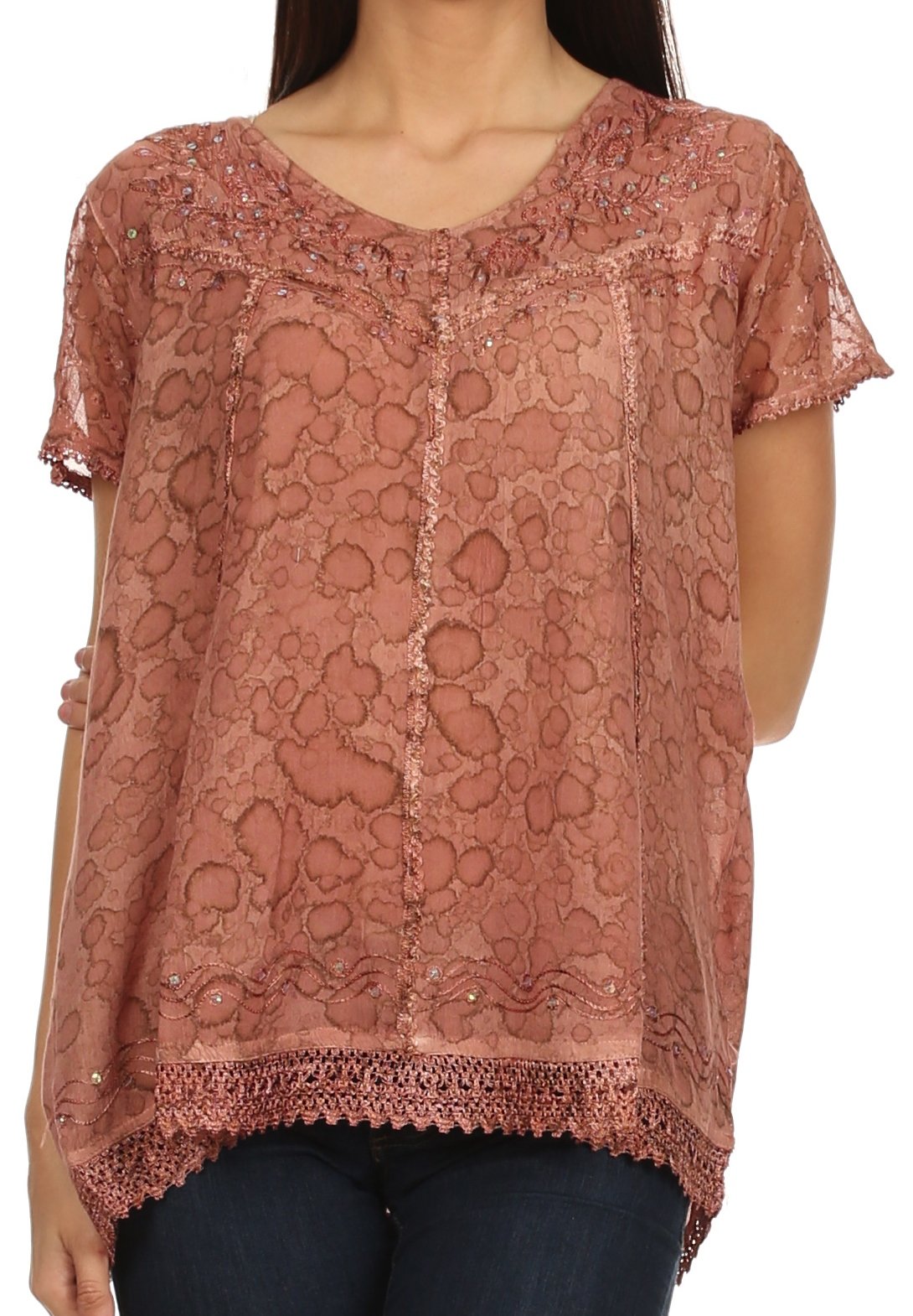 Sakkas Charolette Embroidery And Seqiun Accents Blouse - Buy One Get One