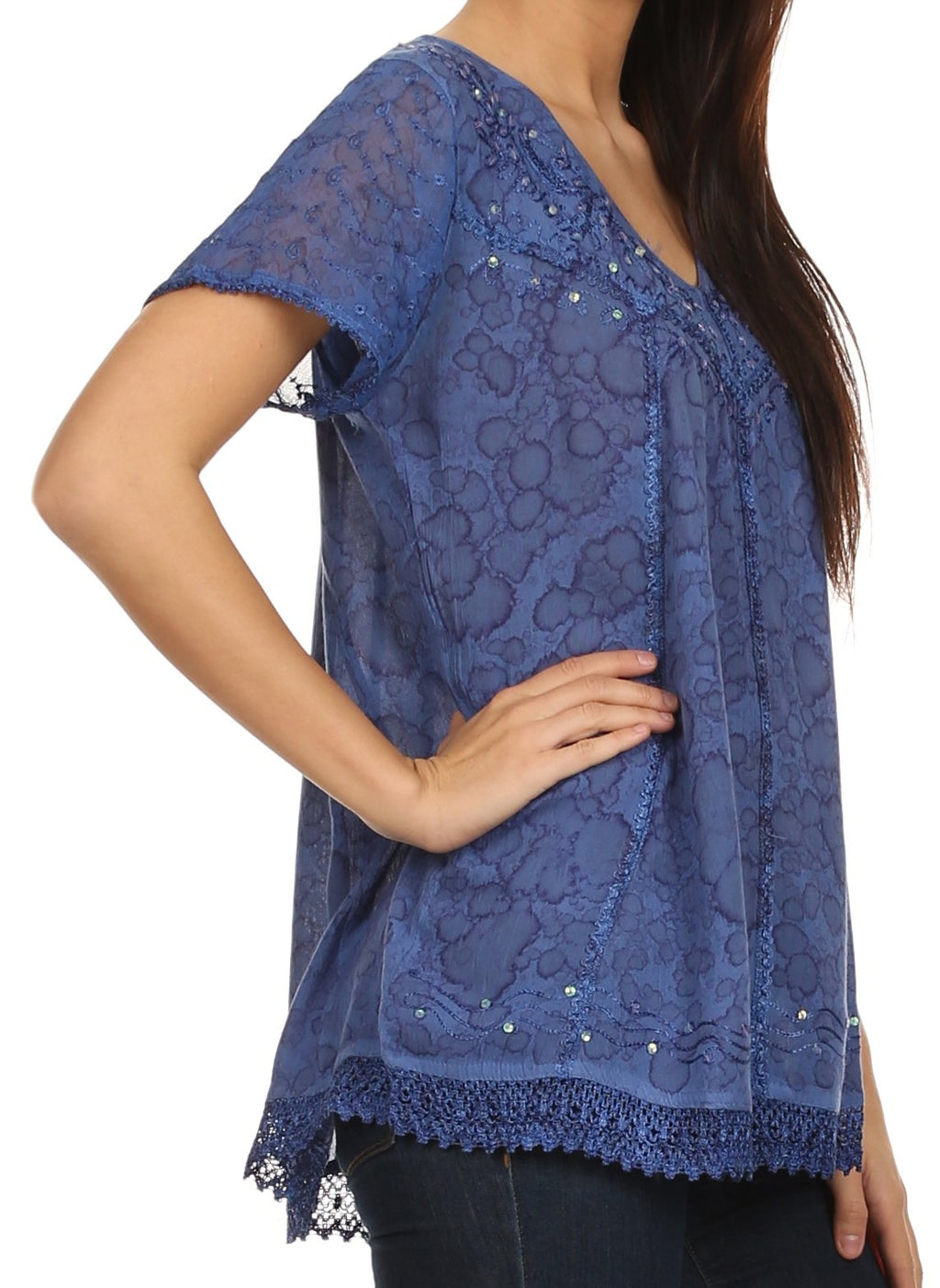 Sakkas Charolette Embroidery And Seqiun Accents Blouse - Buy One Get One