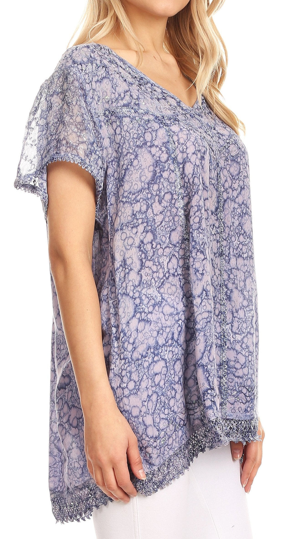 Sakkas Charolette Embroidery And Seqiun Accents Blouse - Buy One Get One