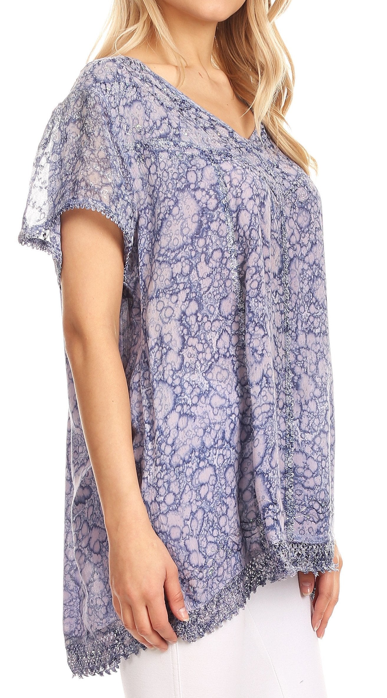 Sakkas Charolette Embroidery And Seqiun Accents Blouse - Buy One Get One