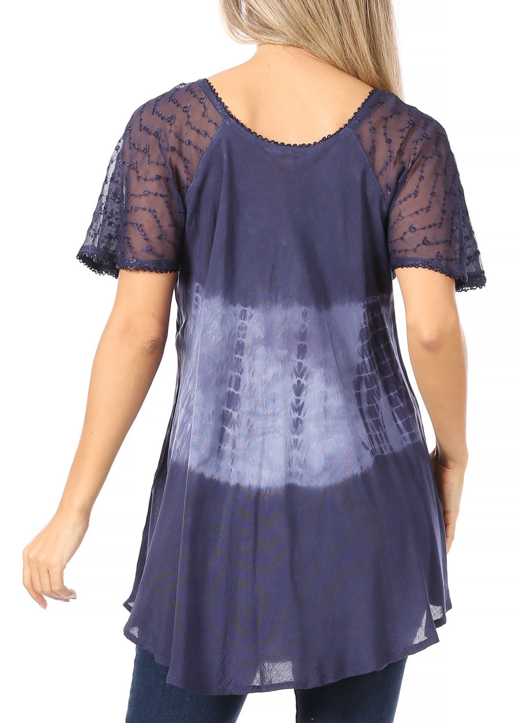 Sakkas Parisa Casual Summer Short Sleeve Top Blouse with Corset and Embroidery - Buy One Get One