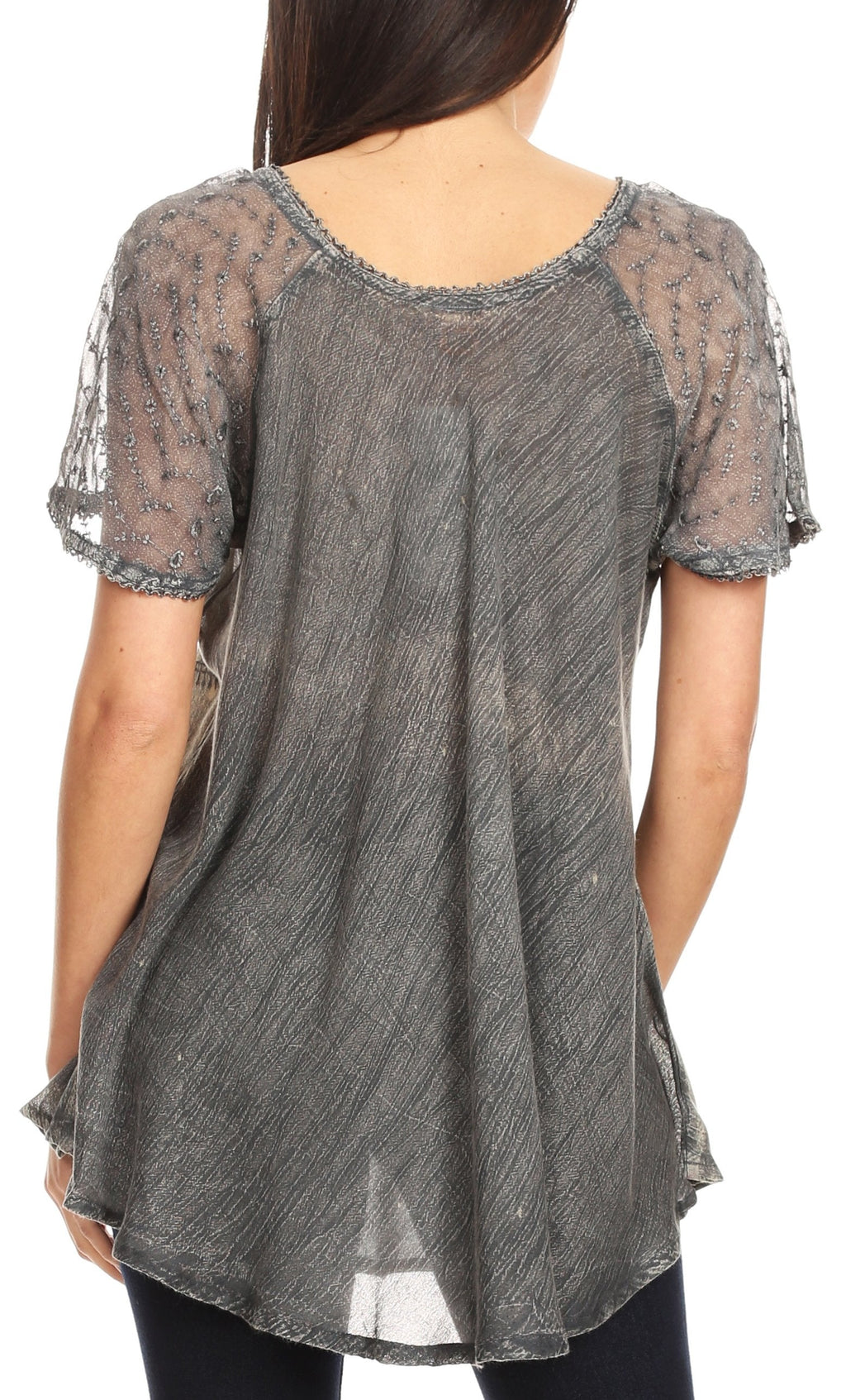Sakkas Allegra Women's Short Sleeve Loose Fit Casual Tie Dye Blouse Tunic Shirt