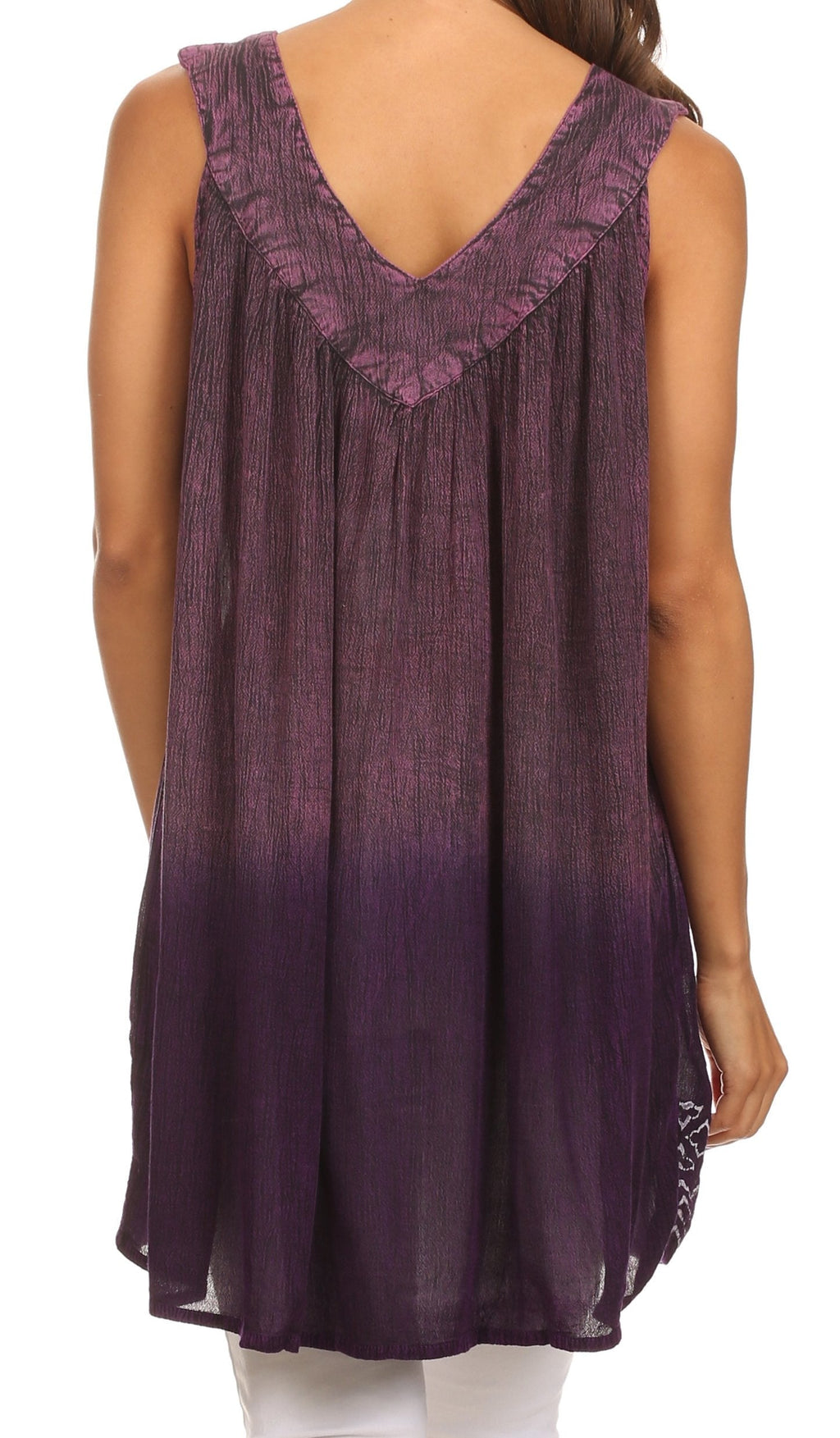 Sakkas Merida Ombre Relaxed Fit Sleeveless V-Neck Blouse