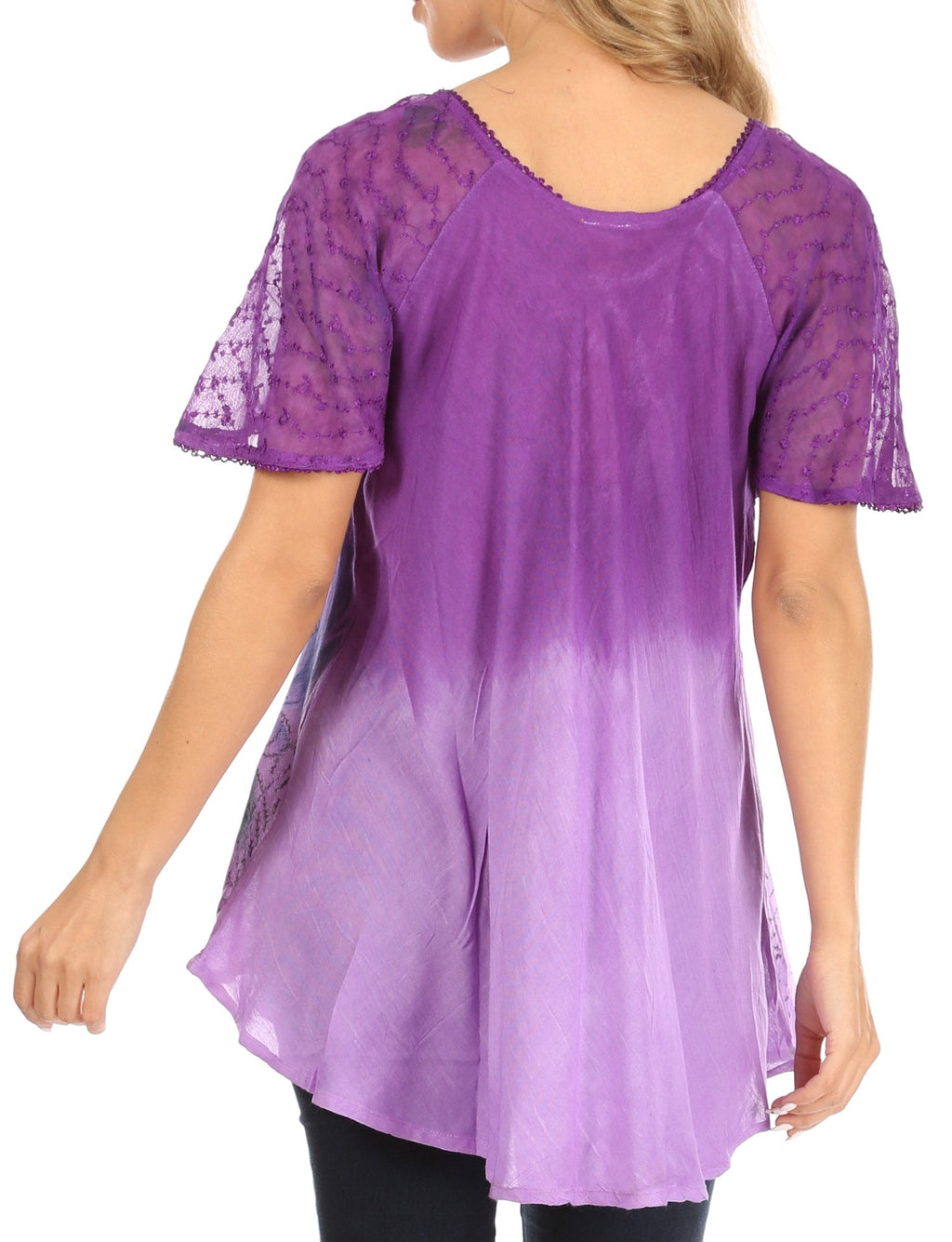 Sakkas Petra Women's Casual Loose Flared Corset Short Sleeve Lace Blouse Top Tunic - Buy One Get One Free