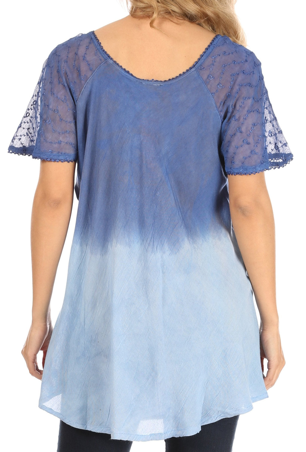 Sakkas Petra Women's Casual Loose Flared Corset Short Sleeve Lace Blouse Top Tunic - Buy One Get One Free