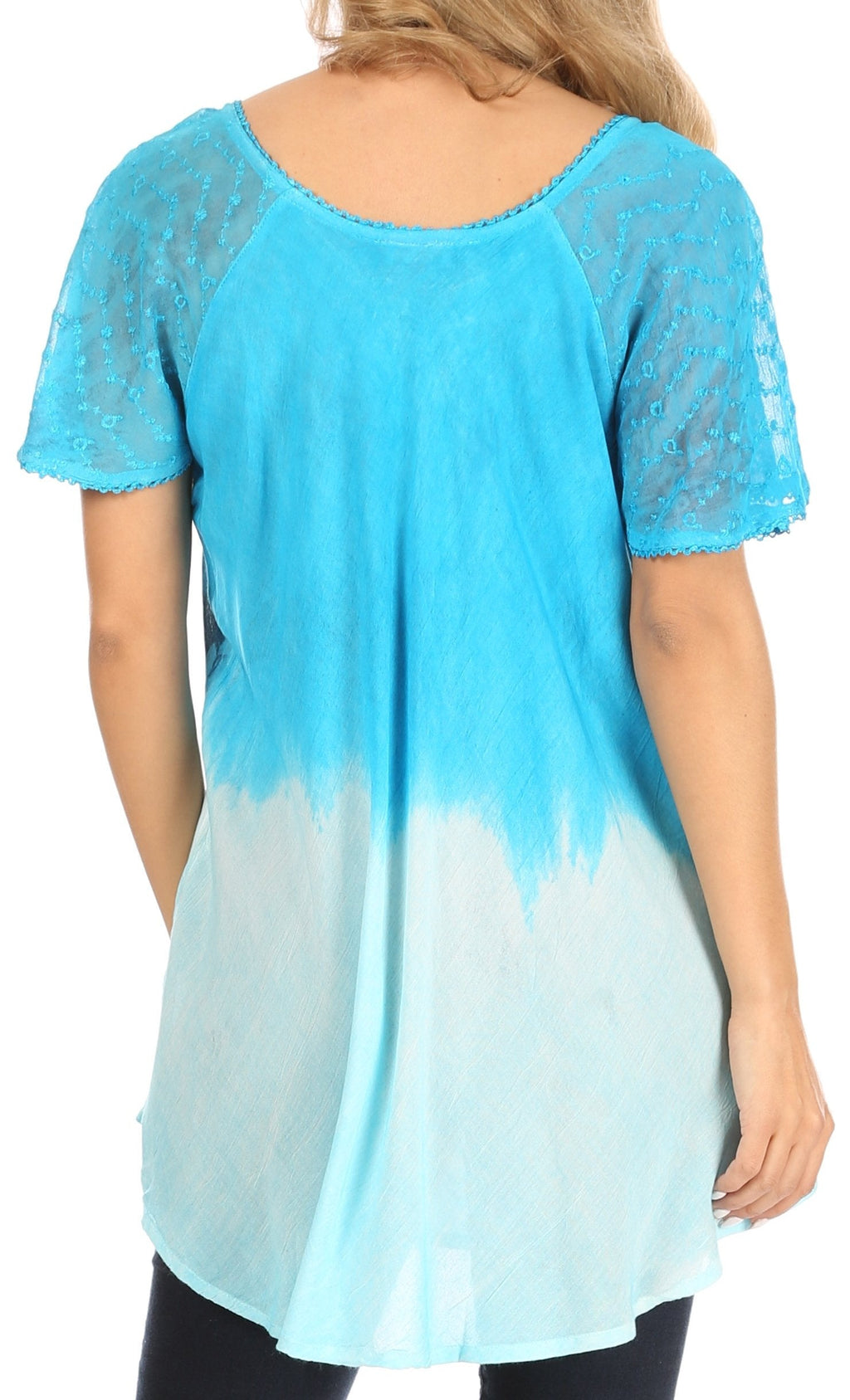 Sakkas Petra Women's Casual Loose Flared Corset Short Sleeve Lace Blouse Top Tunic - Buy One Get One Free