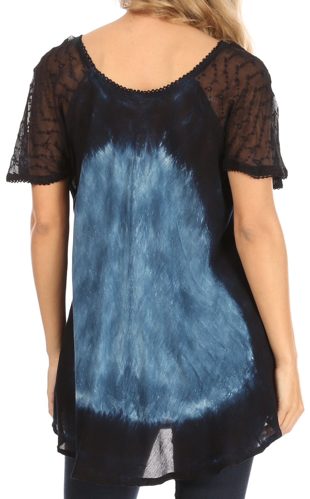 Sakkas Petra Women's Casual Loose Flared Corset Short Sleeve Lace Blouse Top Tunic - Buy One Get One Free