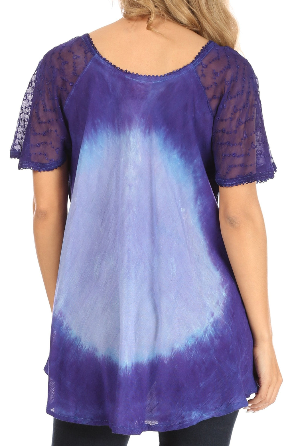 Sakkas Petra Women's Casual Loose Flared Corset Short Sleeve Lace Blouse Top Tunic - Buy One Get One Free