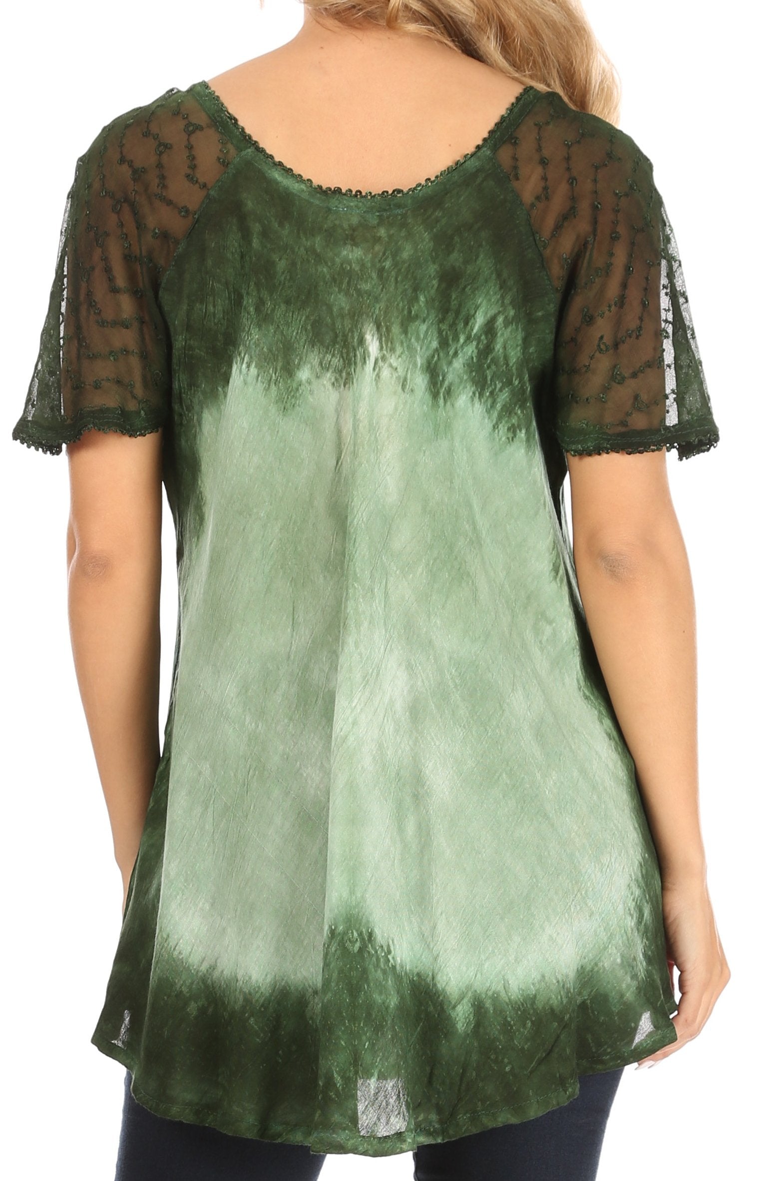 Sakkas Petra Women's Casual Loose Flared Corset Short Sleeve Lace Blouse Top Tunic - Buy One Get One Free