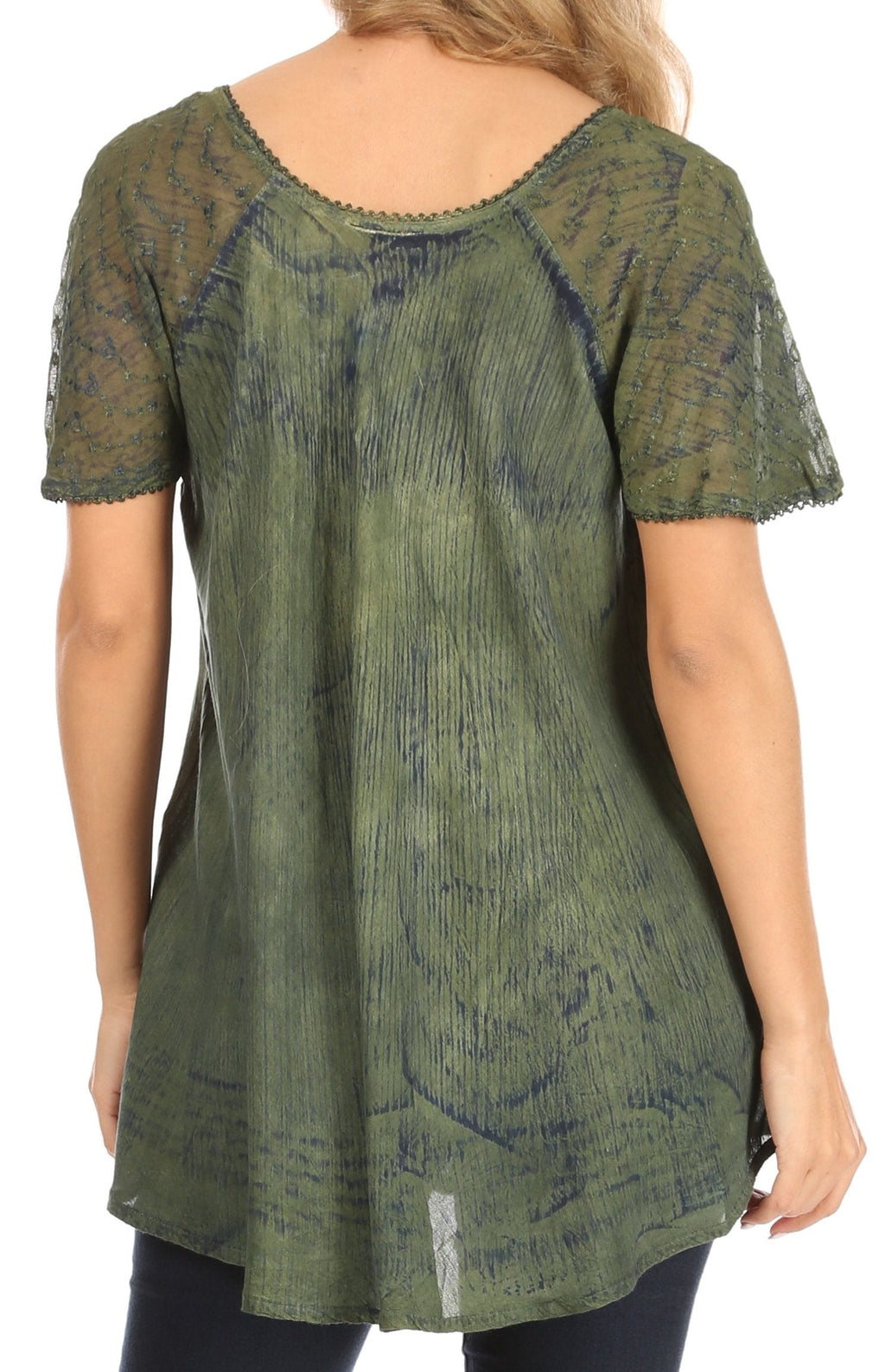 Sakkas Petra Women's Casual Loose Flared Corset Short Sleeve Lace Blouse Top Tunic - Buy One Get One Free