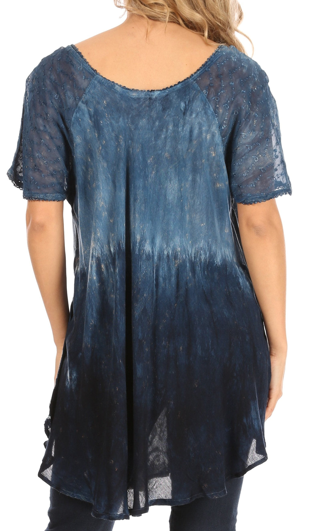 Sakkas Petra Women's Casual Loose Flared Corset Short Sleeve Lace Blouse Top Tunic - Buy One Get One Free