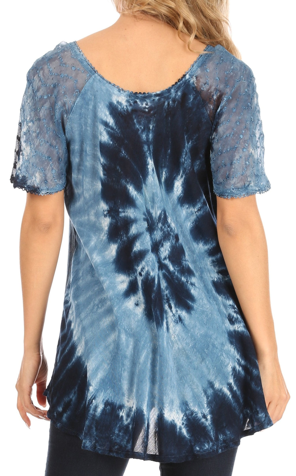 Sakkas Petra Women's Casual Loose Flared Corset Short Sleeve Lace Blouse Top Tunic - Buy One Get One Free