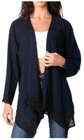 Sakkas Isenia Cardigan Open Front Kimono Long Sleeve Embroidered Top Blouse Lace