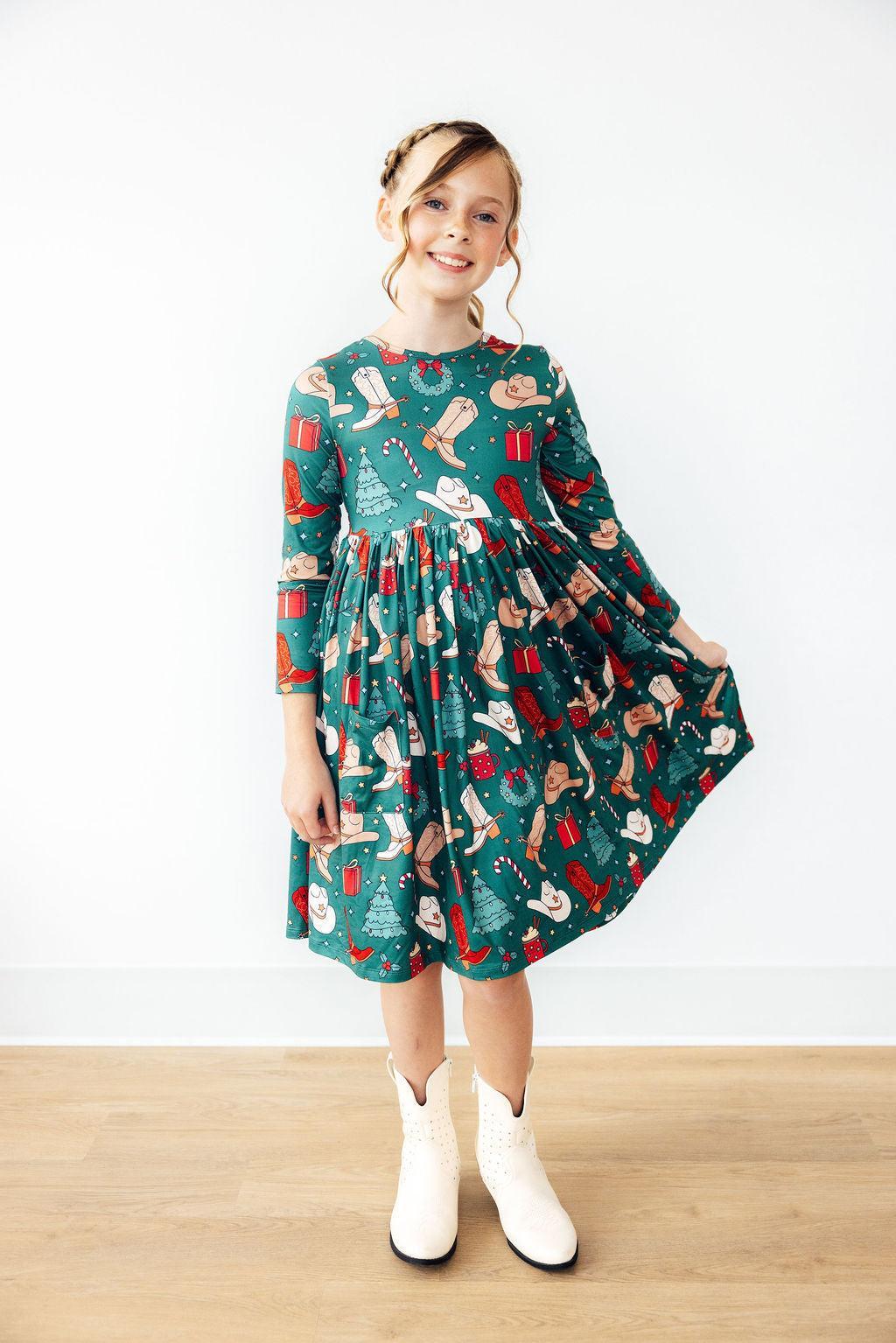 Western Wonderland L/S Pocket Twirl Dress
