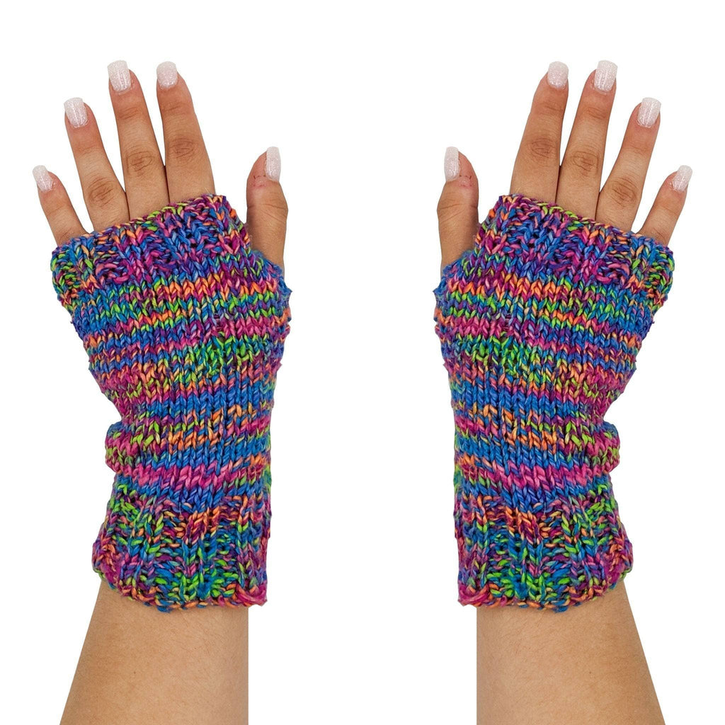 Colorful Fingerless Mitts Knitting and Crochet Kit