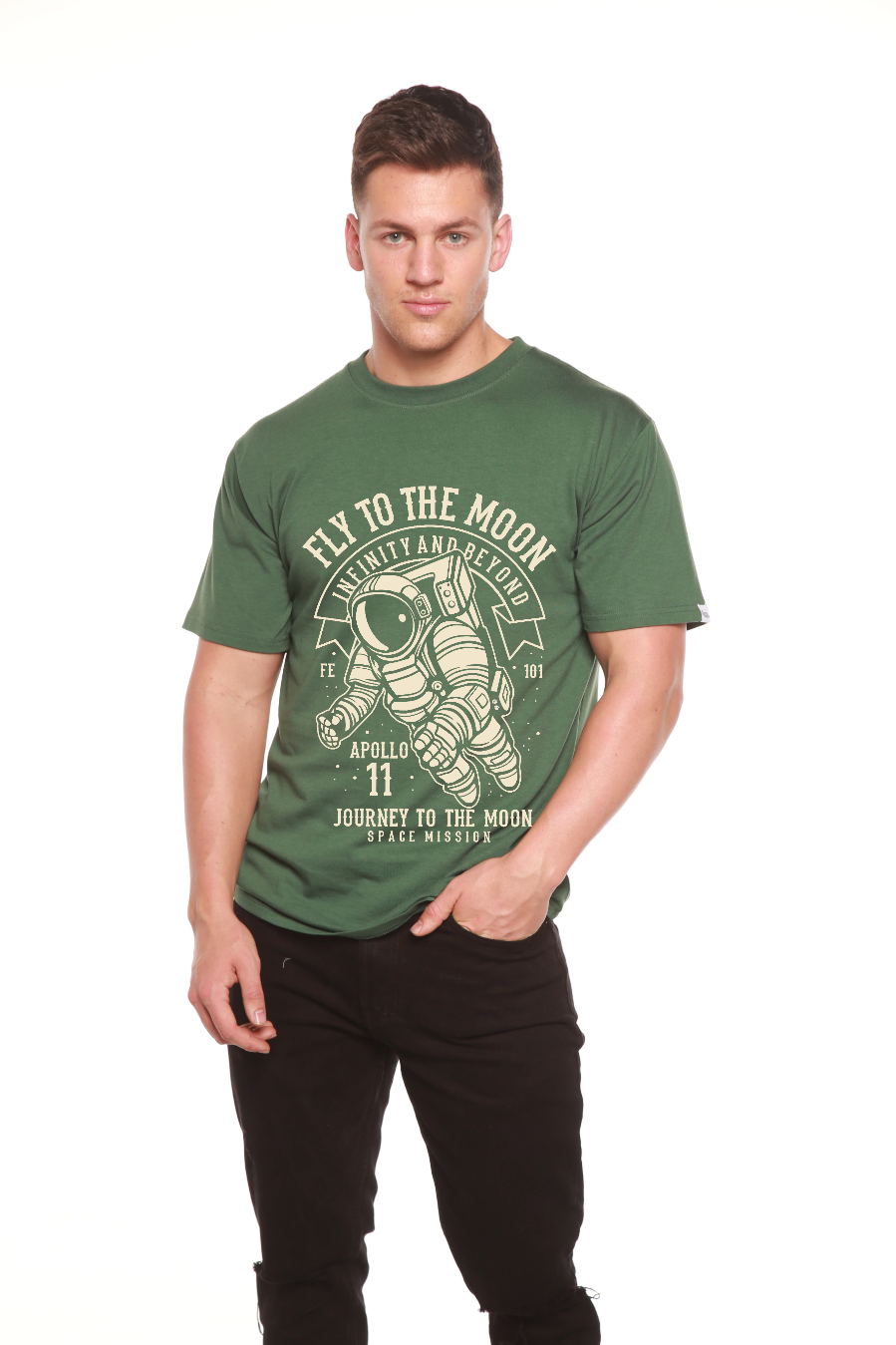 Fly To The Moon Men's Bamboo Viscose/Organic Cotton Short Sleeve Graphic T-Shirt