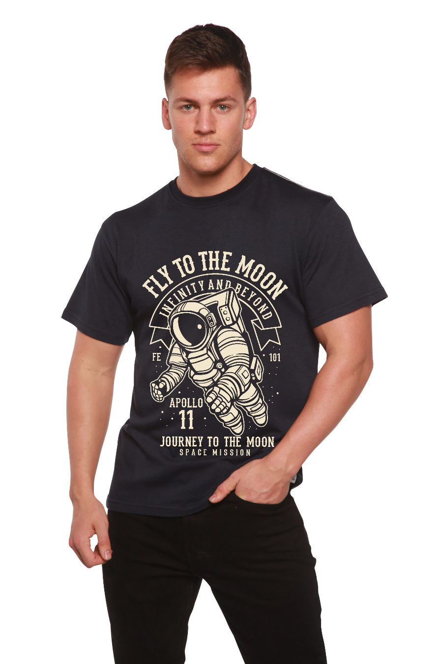 Fly To The Moon Men's Bamboo Viscose/Organic Cotton Short Sleeve Graphic T-Shirt