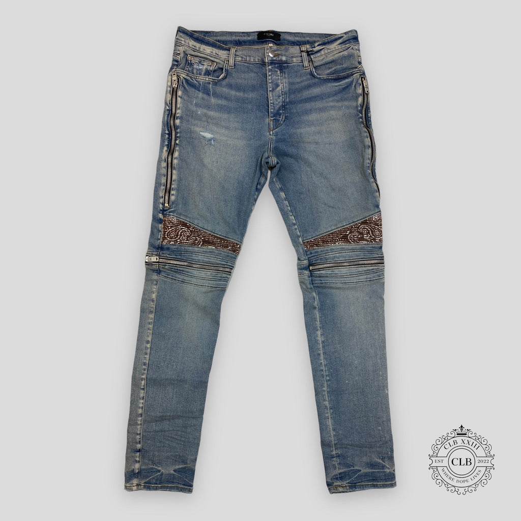 Amiri MX2 Brown Bandana Jeans - Clay Indigo