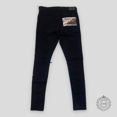 Amiri Hawaiian Star Art Patch Jeans in Black