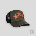 Amiri Three Star Trucker Hat- Military Green