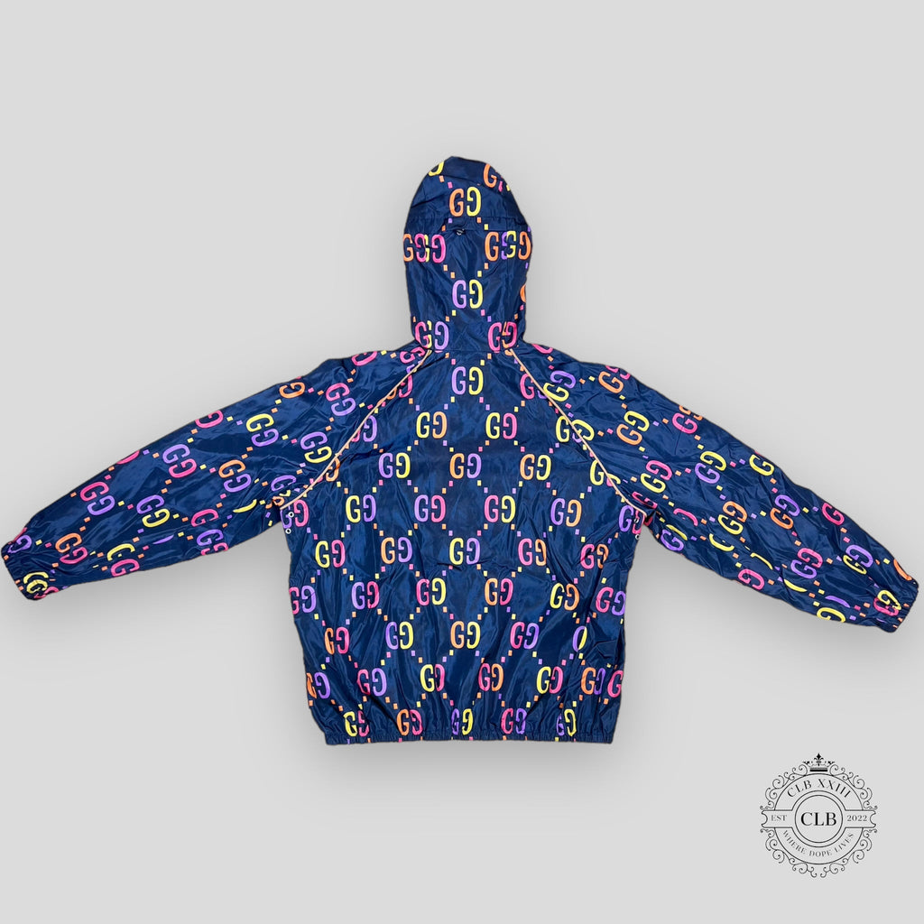 Gucci GG Jacquard Windbreaker Jacket- Blue
