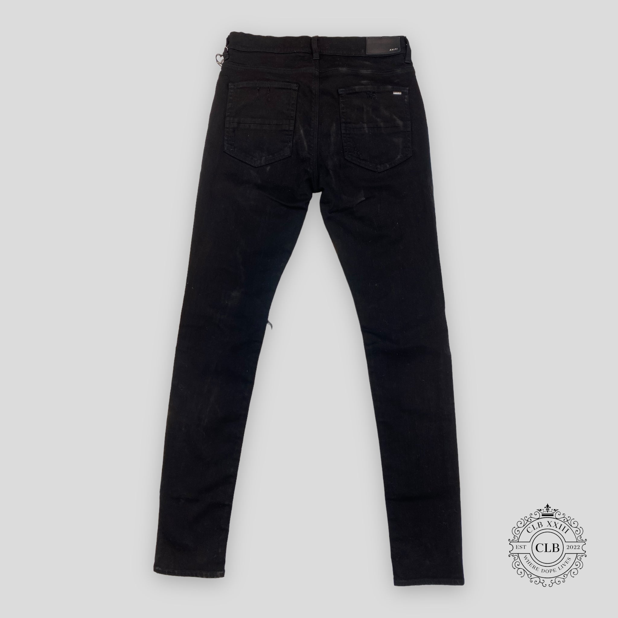 Amiri MX1 Cracked Paint Jeans - Aged Black/Pink