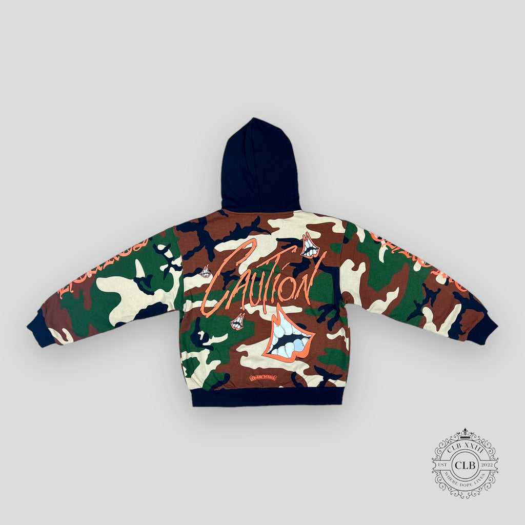 Chrome Hearts Matty Boy Caution Thermal Zip Up Hoodie