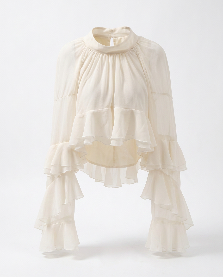 Radiant Mesh Lace Flare Blouse
